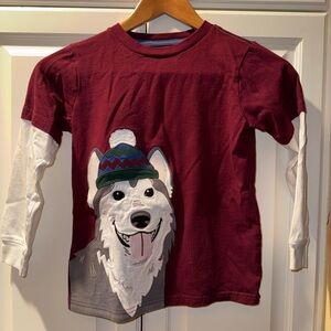 Gymboree Boys Long Sleeve Shirt With a Husky Dog on The Front Size 7